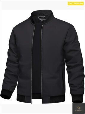 Men's Lightweight Bomber Jacket Stylish Casual Windbreaker with Pockets